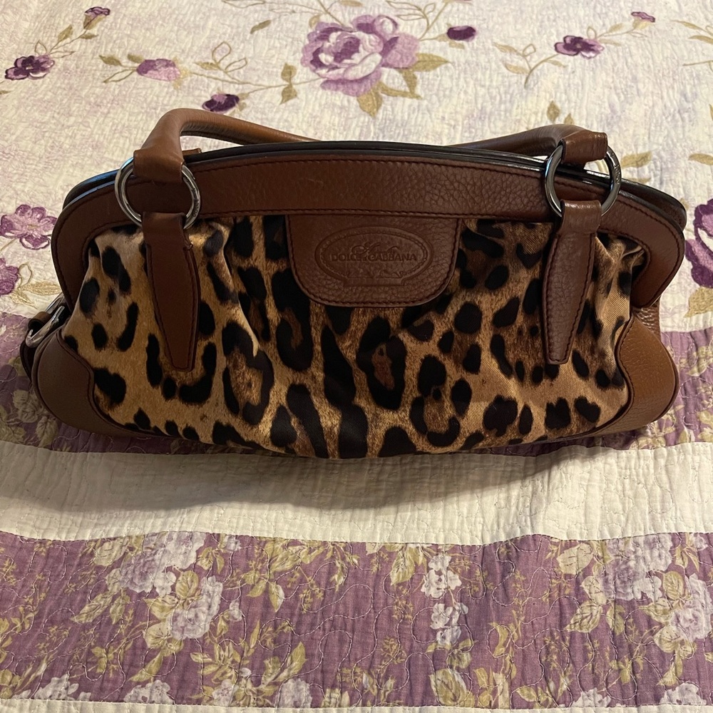 Dolce & Gabbana canvas leopard print handbag